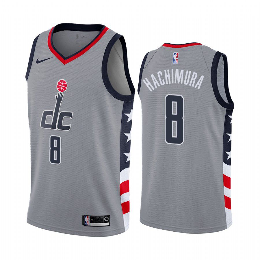Men Washington Wizards 8 rui hachimura gray city edition 2020 nba jersey